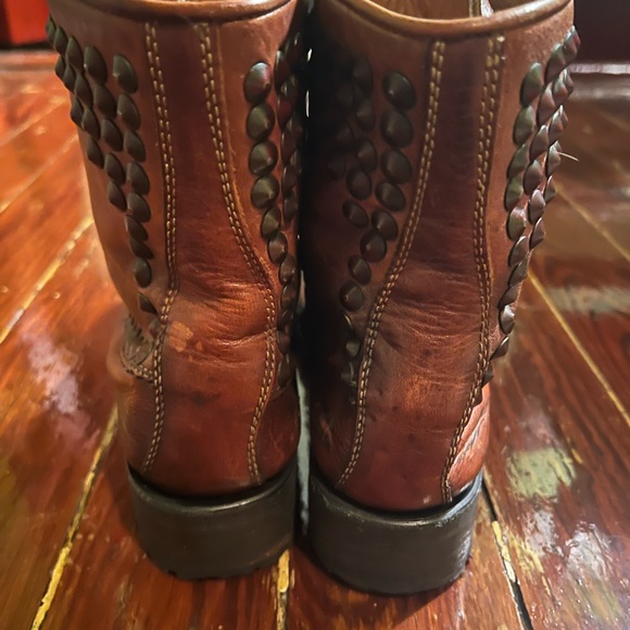 Ash Boots Womens Biker Studded RALPH Tan Distressed Leather Lace Up Grunge - Picture 5 of 7